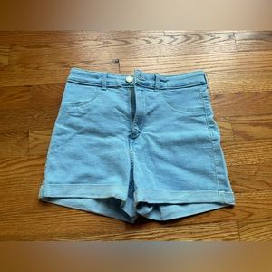light blue shorts